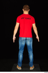 Whole Body Man White Shoes Shirt Jeans Slim Standing Studio photo references